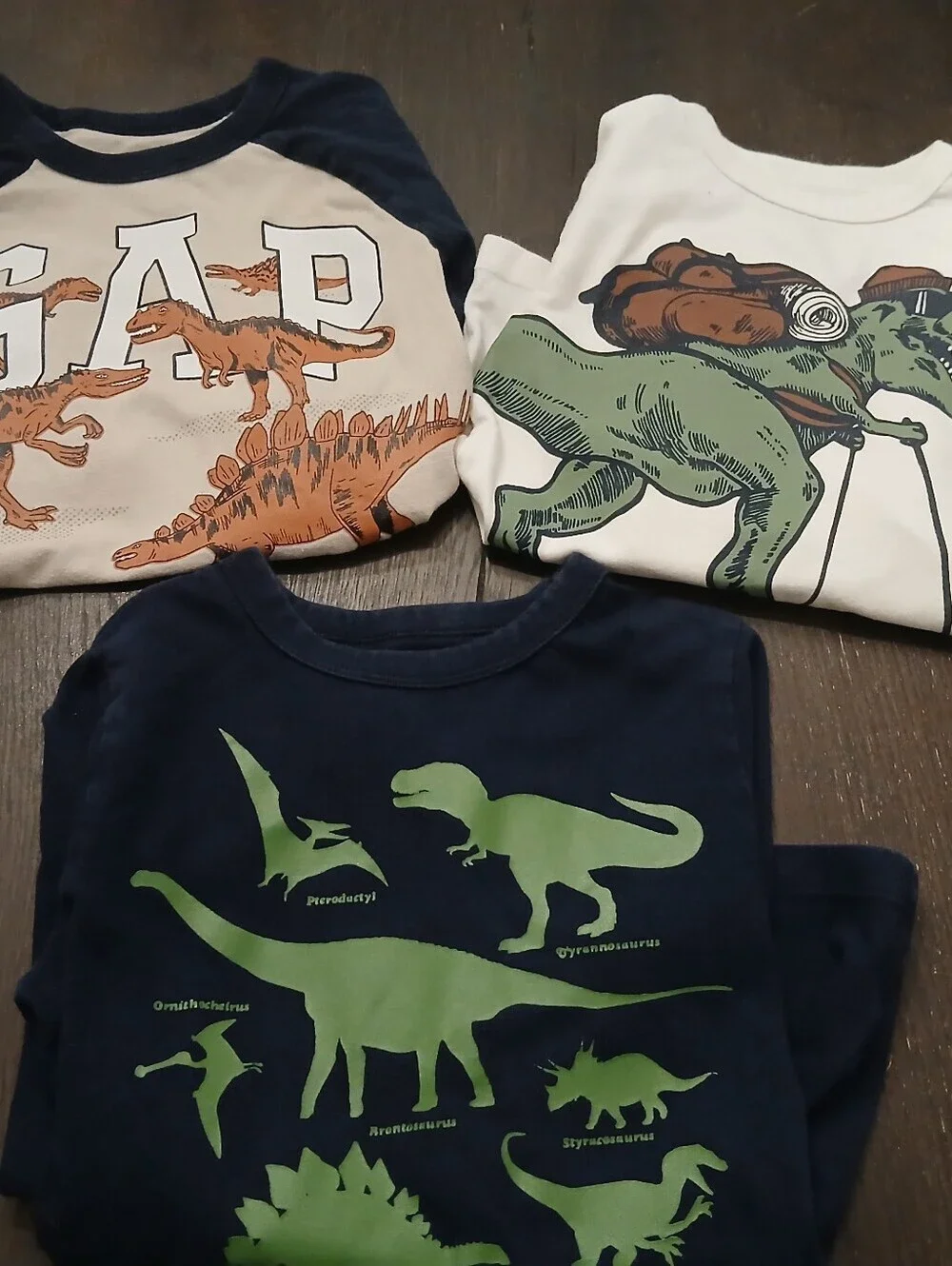 Dinosaur GAP Kids 100% Cotton T-Shirt Bundle 3 - Size:5 Years